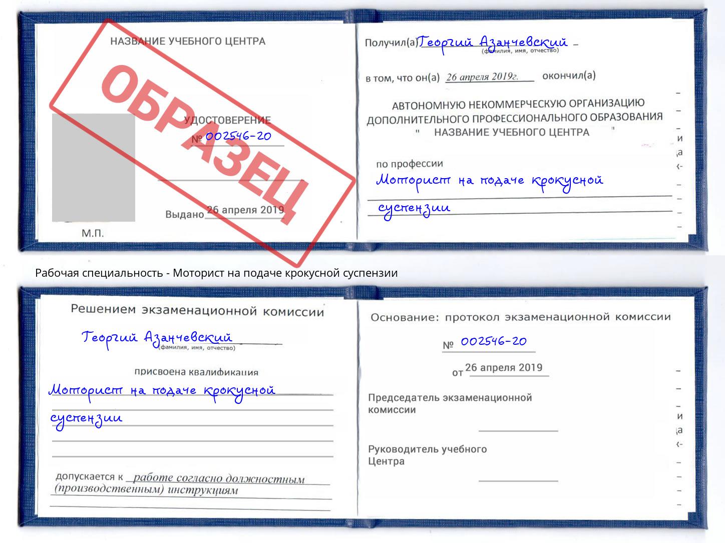 Моторист на подаче крокусной суспензии Шумерля